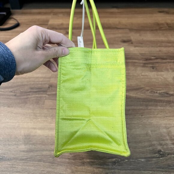 Clare V Silk Chartreuse Purse Yellow Green Small Shoulder Bag Purse - Picture 10 of 16